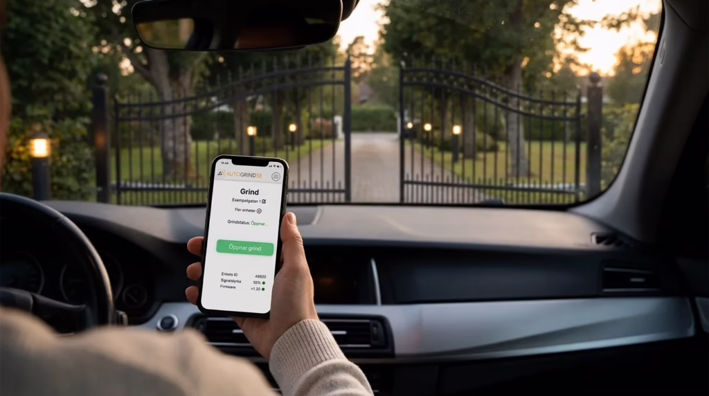 Öppning av grind och vägbom med mobiltelefon